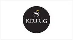 A black and white logo of keurig coffee.