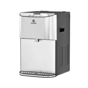 A white and black background with a water dispenser