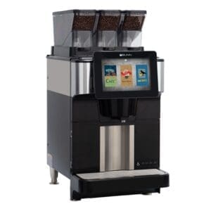 A coffee machine with three different flavors of the same flavor.