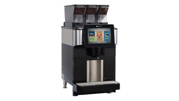 A coffee machine with three different flavors of the same flavor.