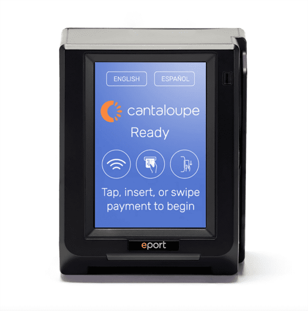 A smart device with the screen displaying the time and location.