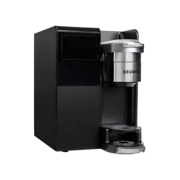 Black Keurig single-serve coffee maker.