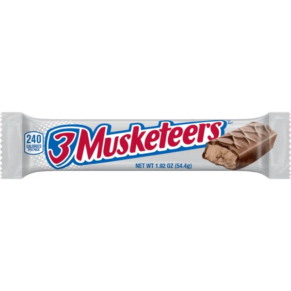 3 Musketeers chocolate candy bar.