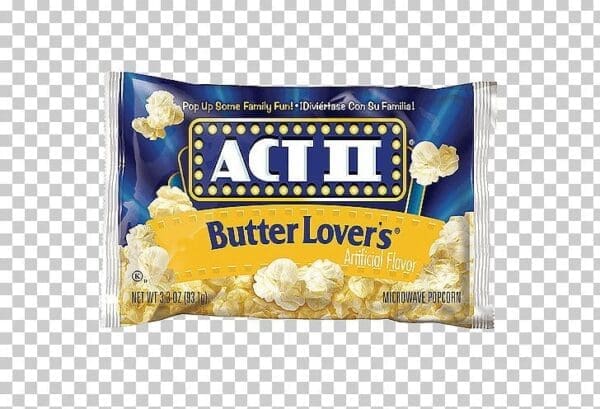 Act II butter lovers microwave popcorn bag.