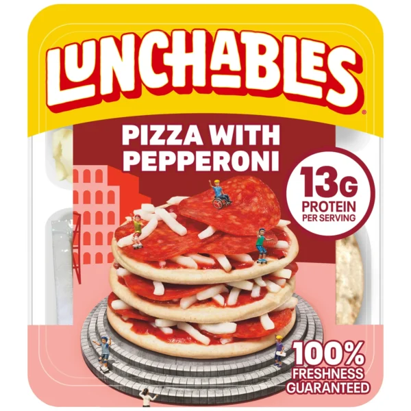 Lunchables pepperoni pizza with 13g protein.