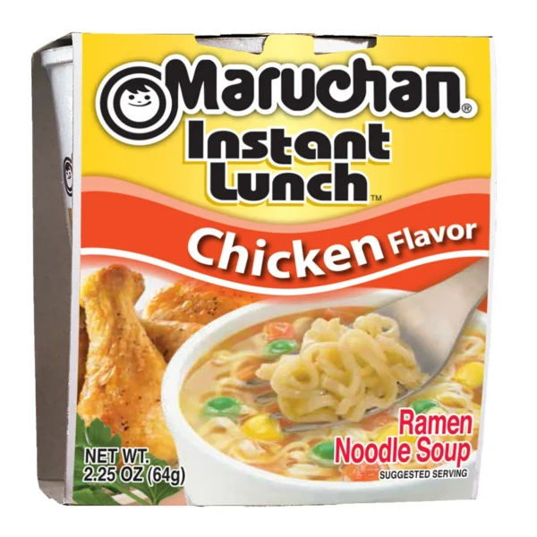 Maruchan chicken flavor instant ramen noodle soup.