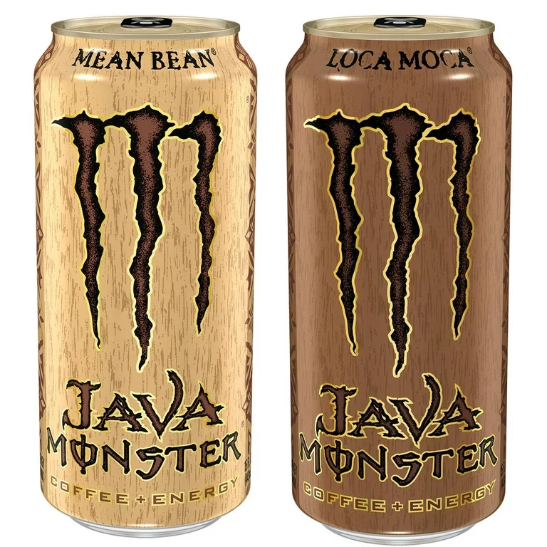 Two Java Monster energy drink cans.