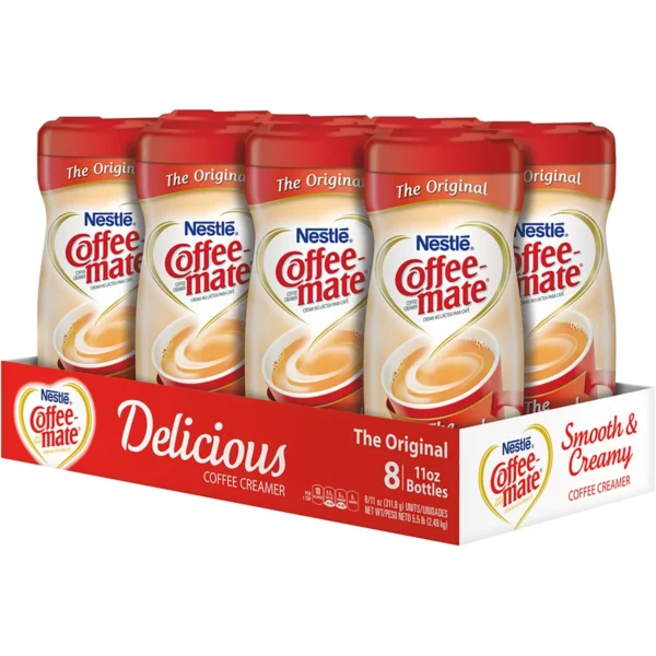 A pack of six 11 oz bottles of Nestle Coffee mate Original Powdered Coffee Creamer.