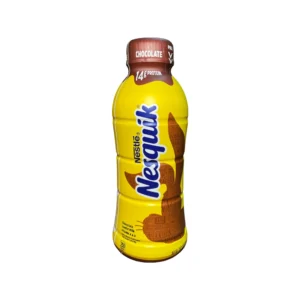 Nesquik chocolate lowfat milk bottle.