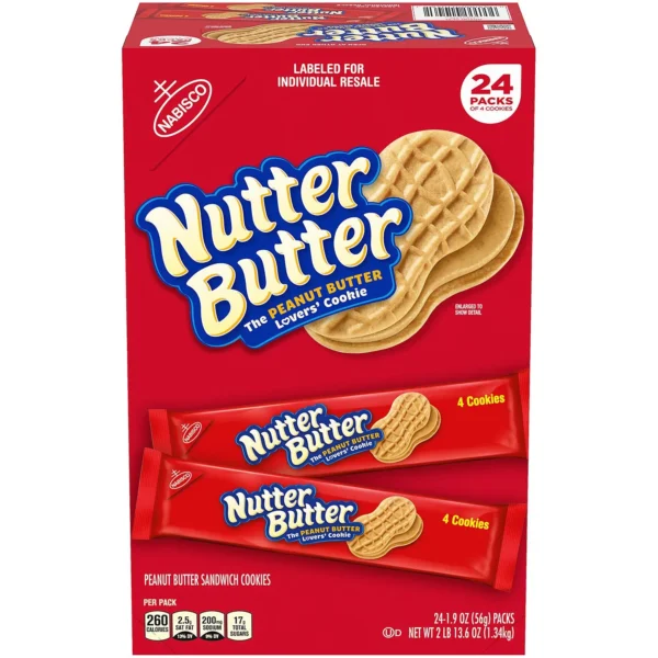 Nutter Butter peanut butter cookies, 24 packs.