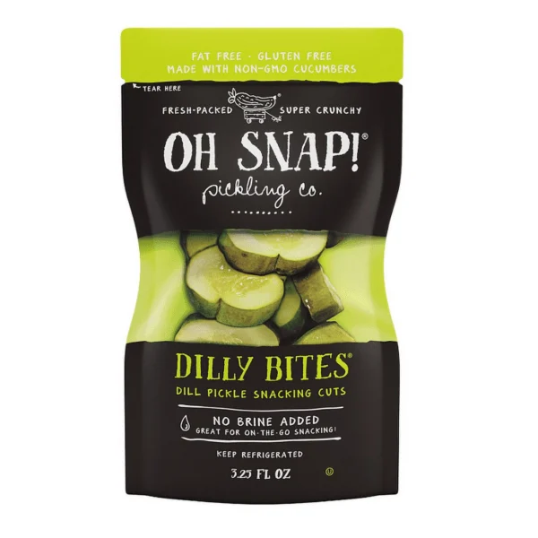 Oh Snap! Dilly Bites dill pickle snacking cuts.