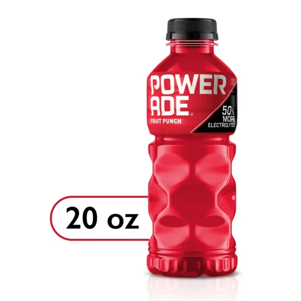 20 oz bottle of Powerade Fruit Punch.