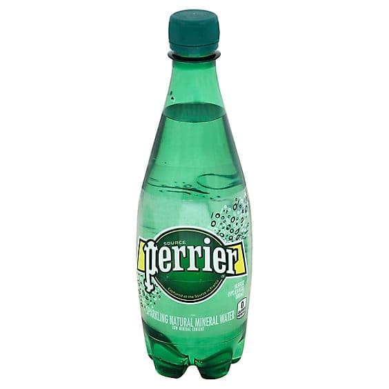 Green bottle of Perrier sparkling water.