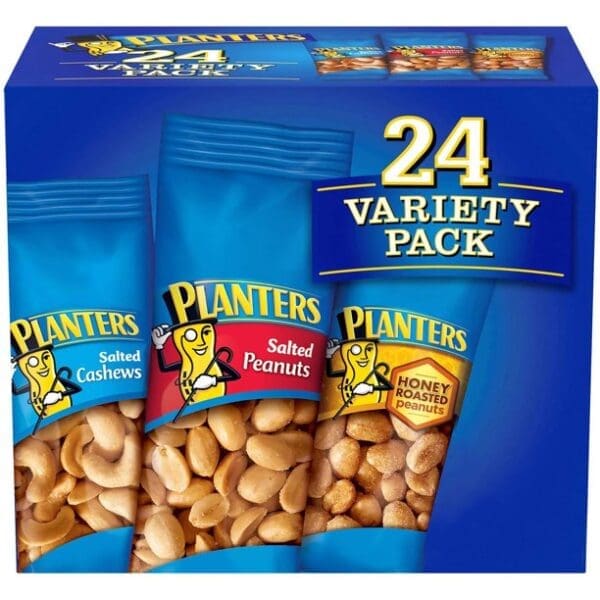 Planters 24-pack variety nut snack mix.