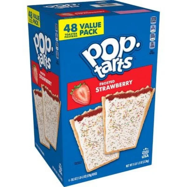 Pop-Tarts frosted strawberry toaster pastries, 48 count.