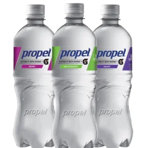 Three Propel electrolyte water bottles.