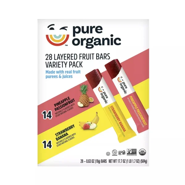 28 Pure Organic Fruit Bars Variety Pack.