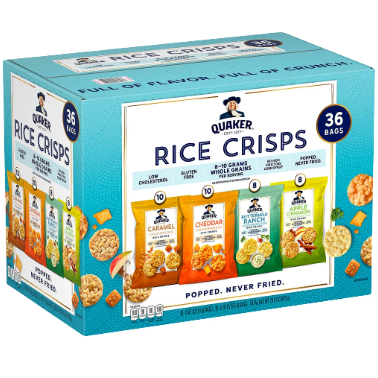 Quaker Rice Crisps variety pack, 36 bags.