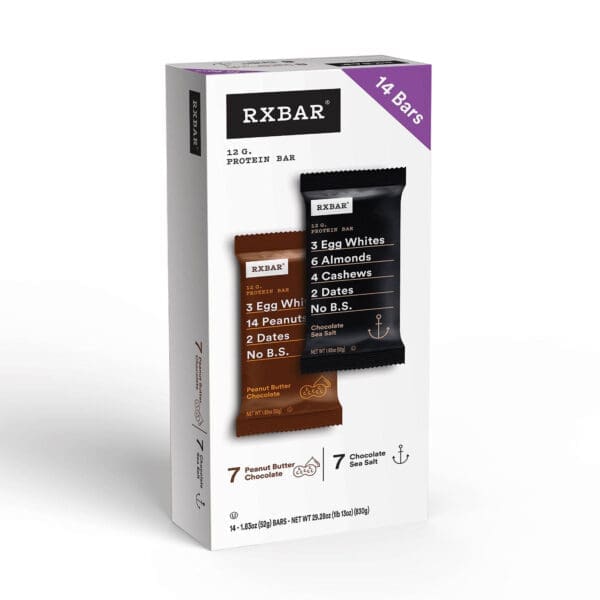 RXBAR protein bars, peanut butter and chocolate sea salt.