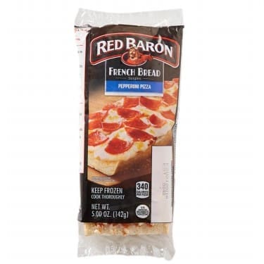 Red Baron French Bread Pepperoni Pizza.