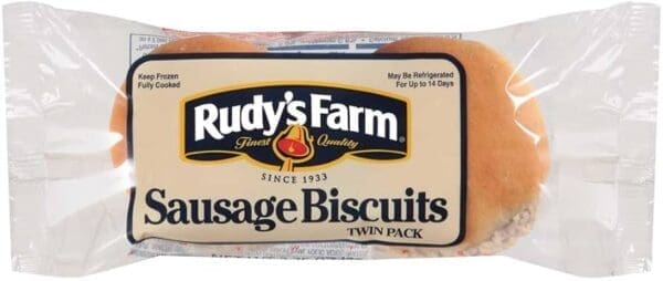 Rudy's Farm sausage biscuits, twin pack.