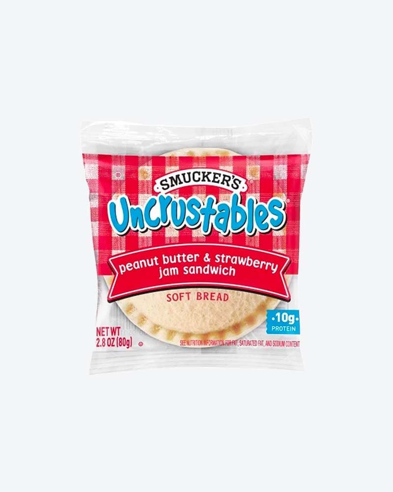 Smucker's Uncrustables peanut butter & strawberry jam sandwich.