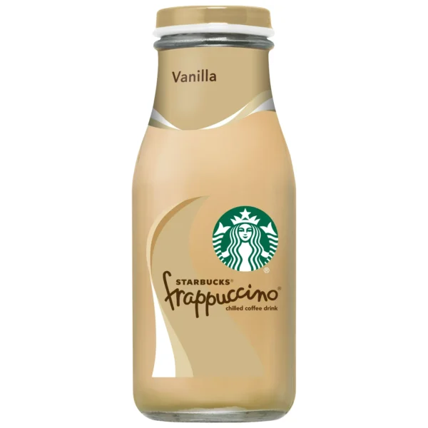 Starbucks vanilla Frappuccino bottled coffee drink.