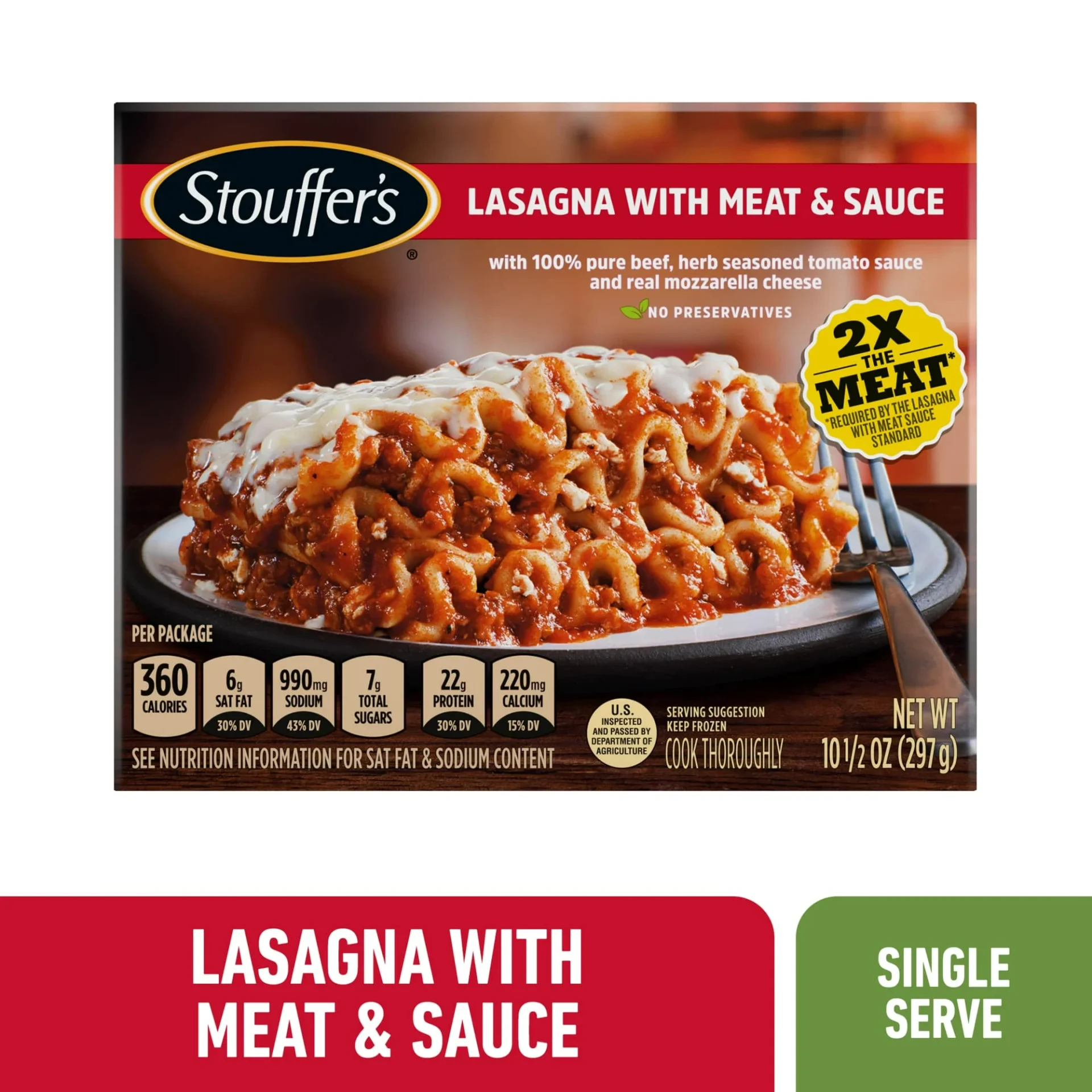 Stouffer's lasagna with meat & sauce.