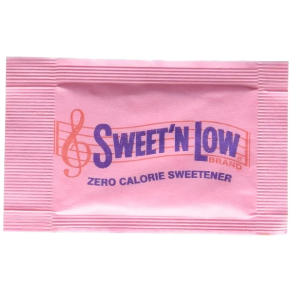 Pink Sweet'N Low zero calorie sweetener packet.