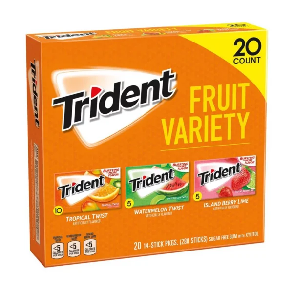 Trident Fruit Variety Sugar Free Gum 20 Count