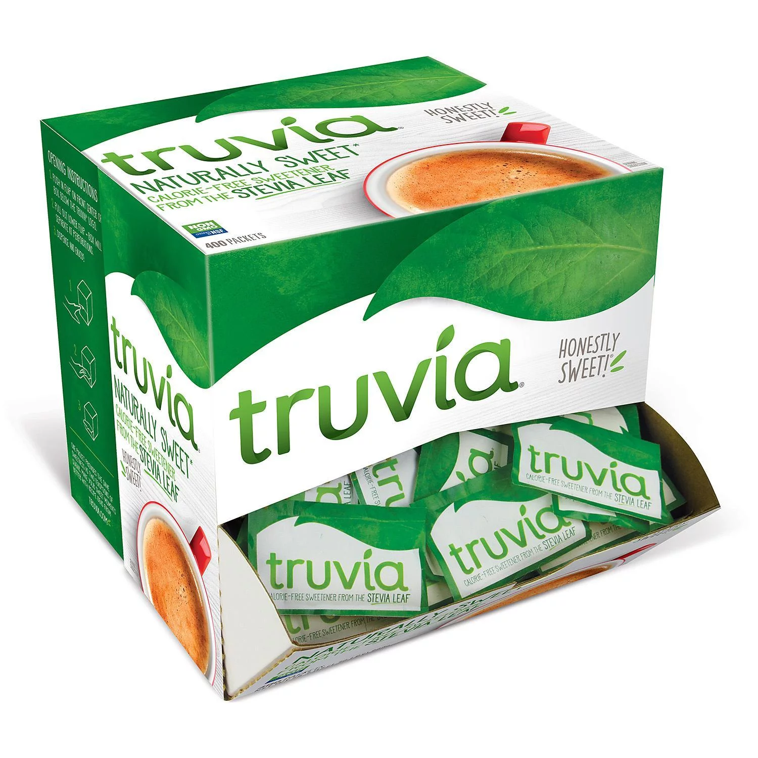 Truvia calorie-free sweetener packets.