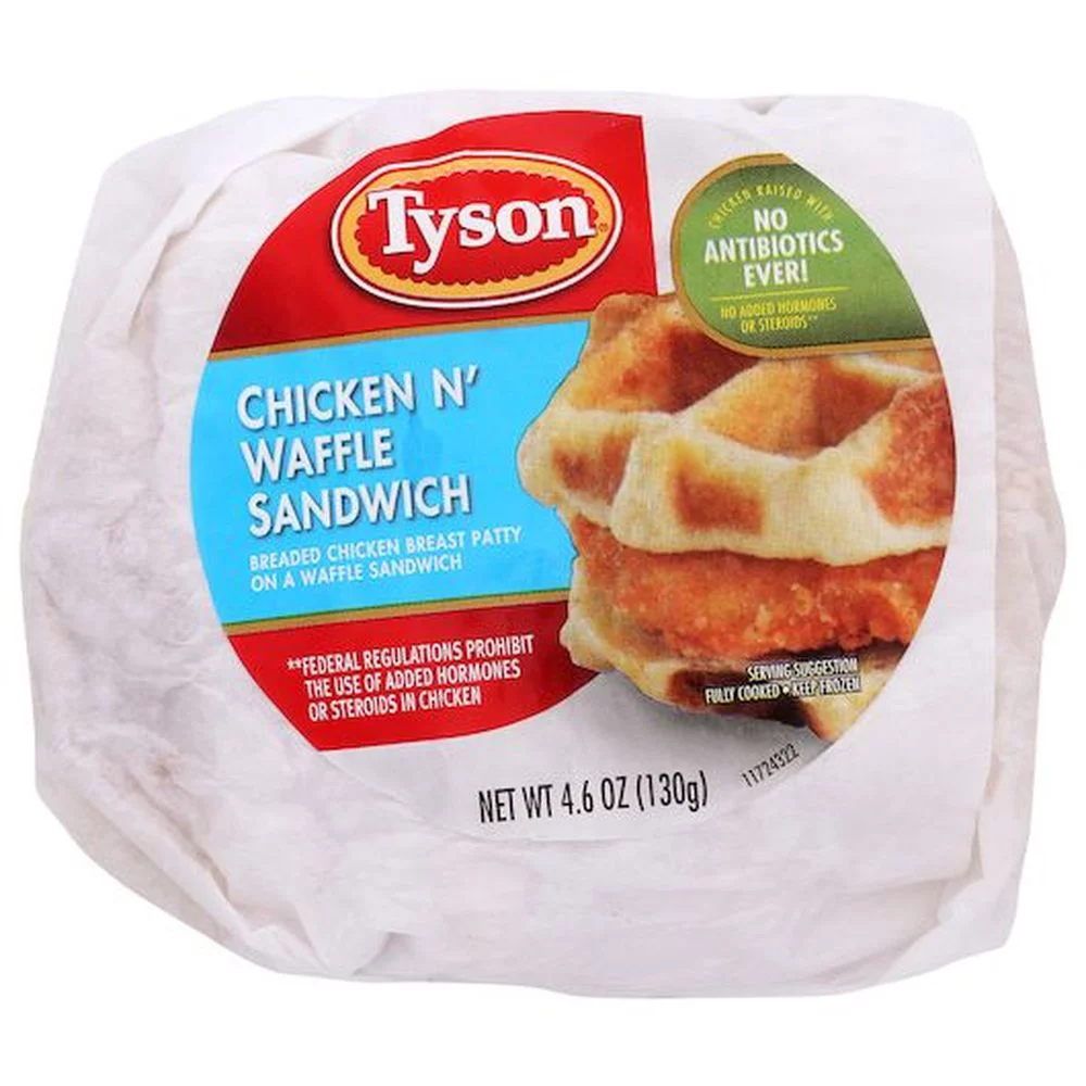 Tyson chicken and waffle sandwich 4.6 oz.