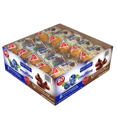 Box of assorted Little Debbie muffins.