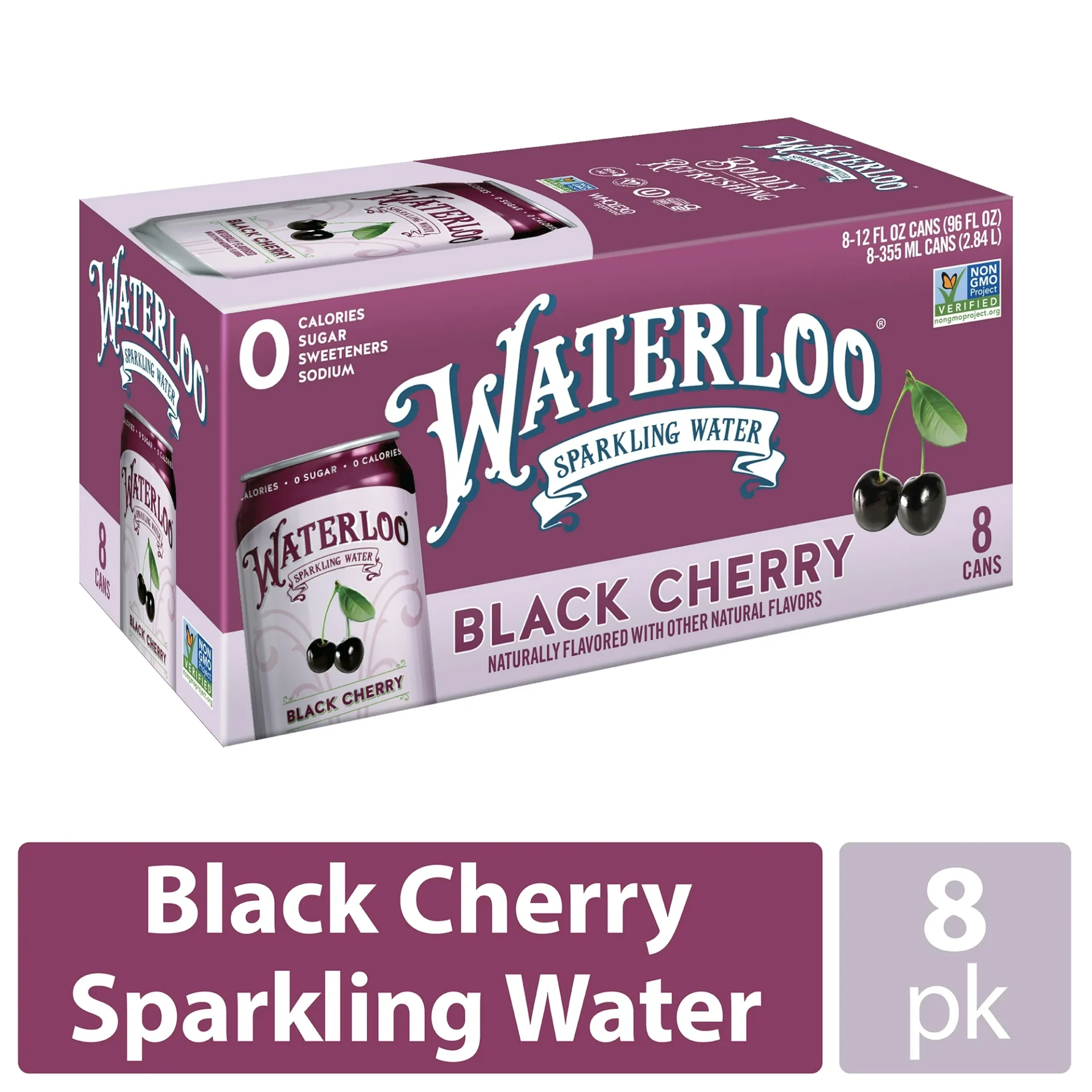 Waterloo Black Cherry Sparkling Water 8-pack.