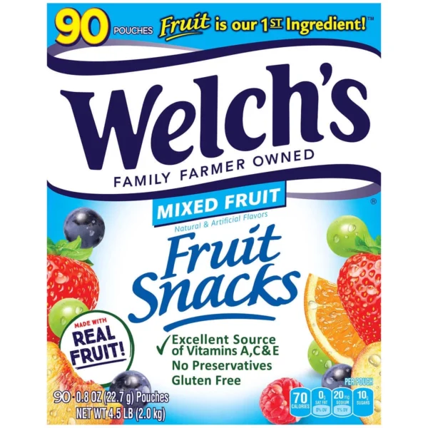 Welch's Fruit Snacks, 90 pouches, mixed fruit.