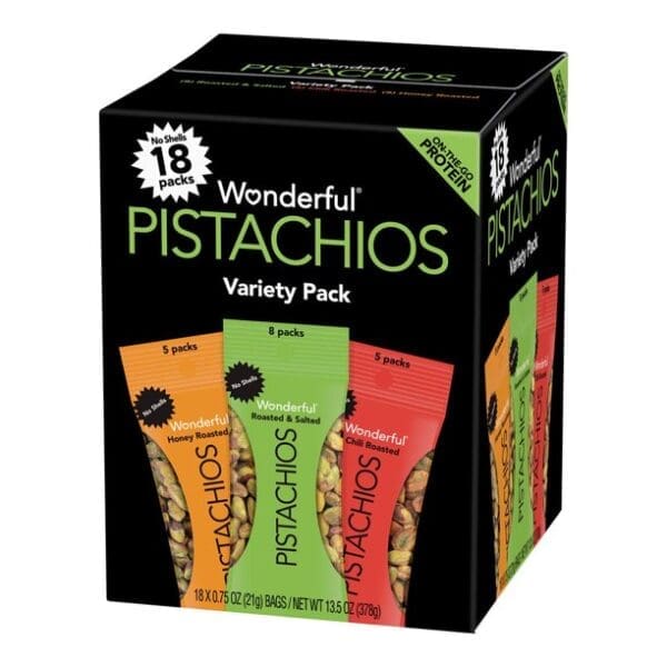 Wonderful Pistachios variety pack, 18 packs