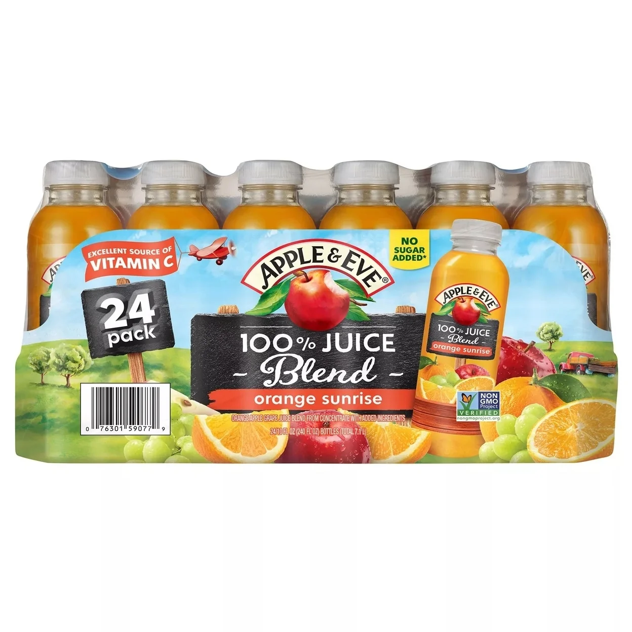 Apple & Eve 24-pack orange sunrise juice blend.