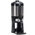 Stainless steel beverage dispenser with spigot.