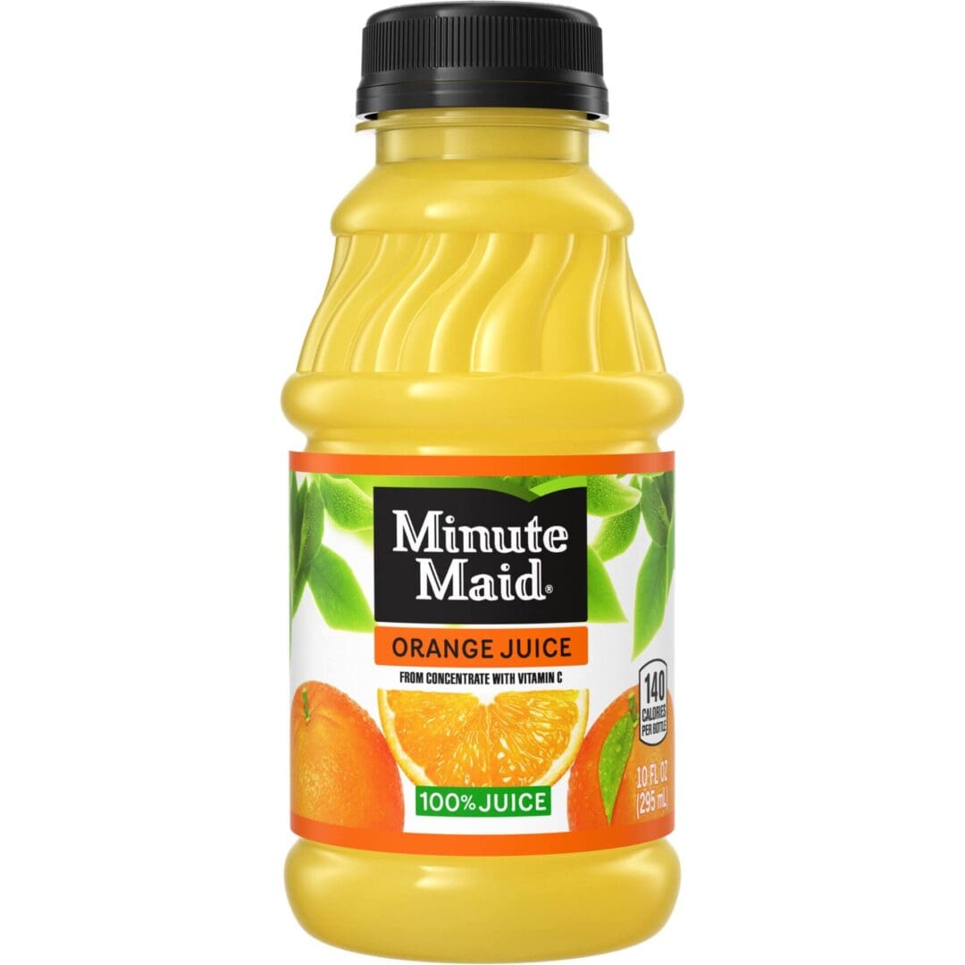 Minute Maid 100% orange juice bottle.