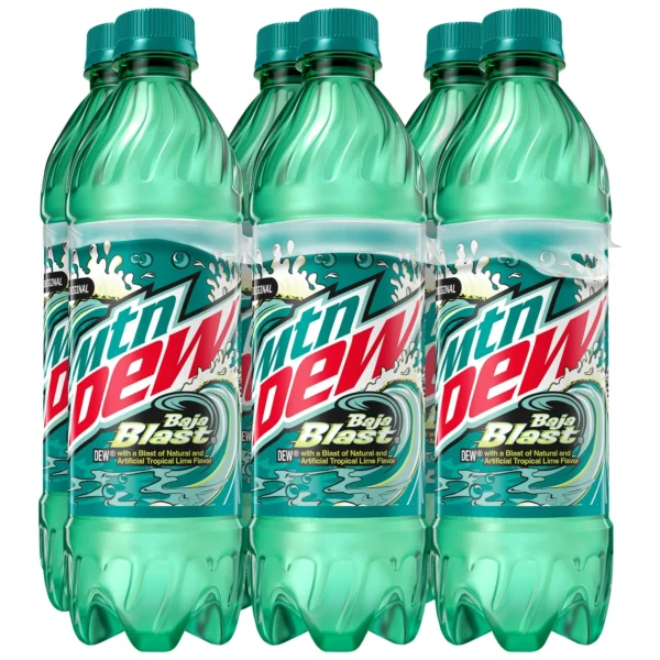 Six pack of Mountain Dew Baja Blast.