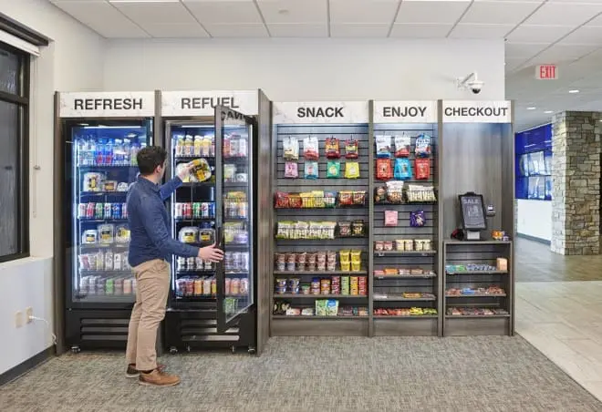 Man shopping in a convenience store.